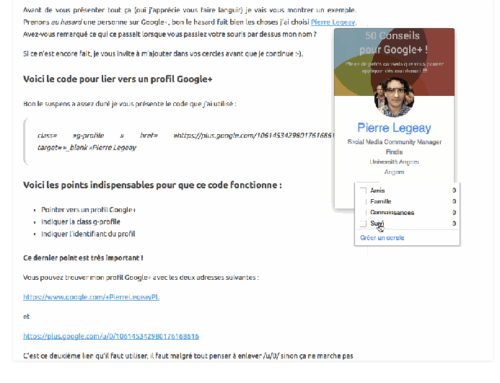 Mettre en avant un profil Google+